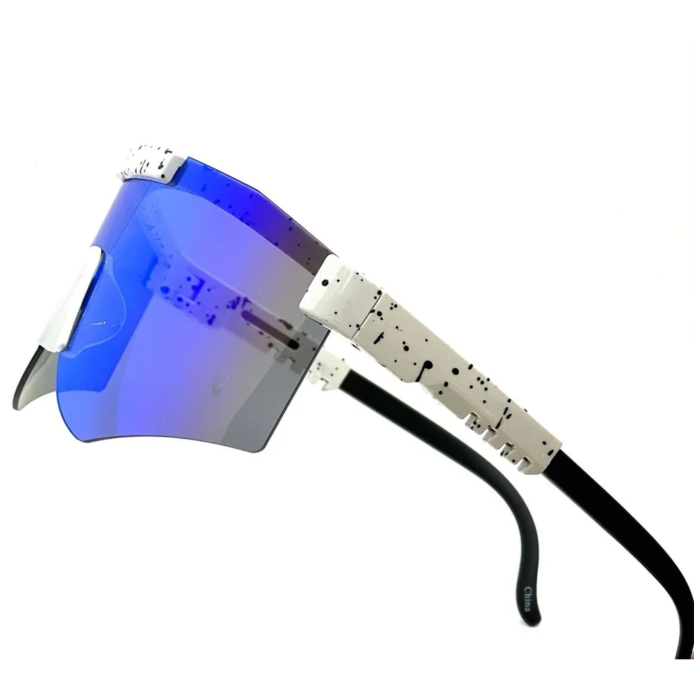 Shield Sunglasses White Frame Mirrored Lens Sport Cycling Running Sunglasses Men